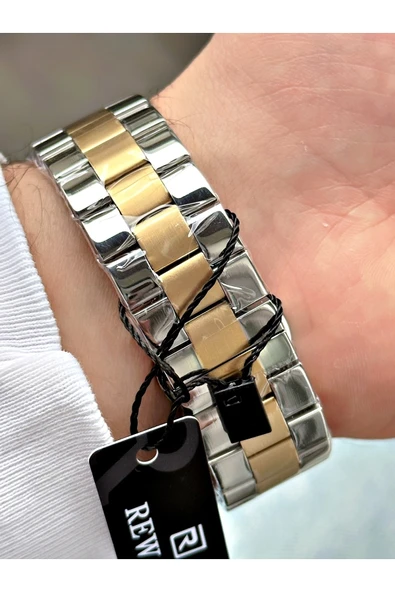 Reward Altın Gümüş Renk Çelik Kordon Otomatik Business Erkek Kol Saati + Bileklik Hediyeli - Resim 4