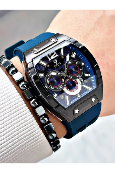 Fiesta Lacivert Renk Silikon Fonksiyonlu Çelik Kasa Business Erkek Kol Saati + BİLEKLİK ürün görseli 1