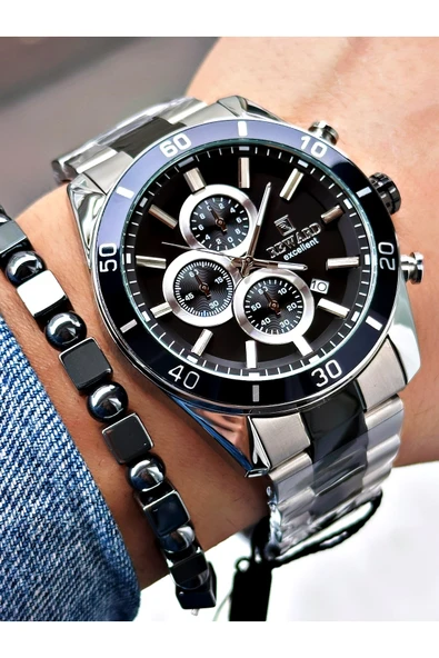 Reward Gümüş Renk Çelik Kordon Şık Dizayn Erkek Kol Saati + BİLEKLİK ürün görseli 1