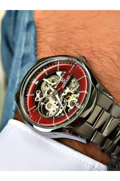 Reward Füme Renk Otomatik Kurmalı Çelik Kordon Orijinal Erkek Kol Saati + BİLEKLİK HEDİYELİ - Resim 2