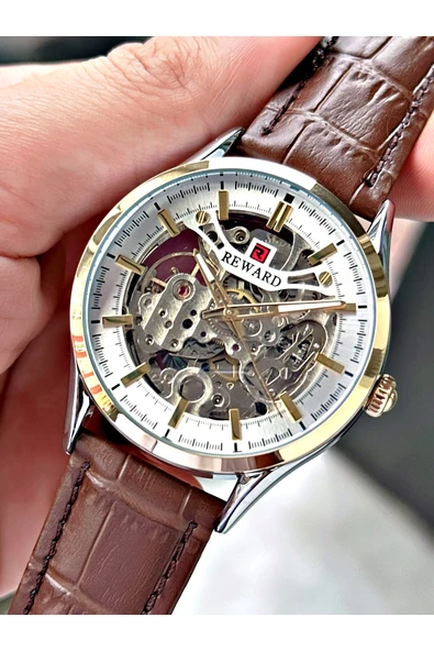 Reward Kahverengi Deri Kordon Otomatik Business Erkek Kol Saati + BİLEKLİK HEDİYELİ ürün görseli 1