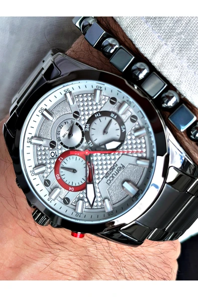 Ferrucci Siyah Renk Fonksiyonlar Aktif Orijinal Çelik Kordon Erkek Kol Saati + BİLEKLİK HEDİYELİ - Resim 5