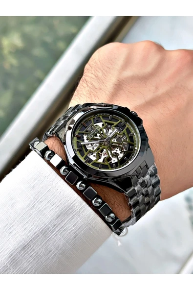 Reward Siyah Renk Otomatik Business Çelik Kordon  Erkek Kol Saati + BİLEKLİK - Resim 2