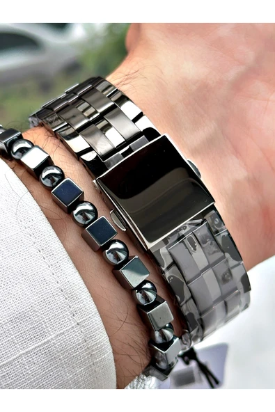 Ferrucci Füme Renk Çelik Kordon Fonksiyonlu Erkek Kol Saati + BİLEKLİK HEDİYELİ - Resim 4