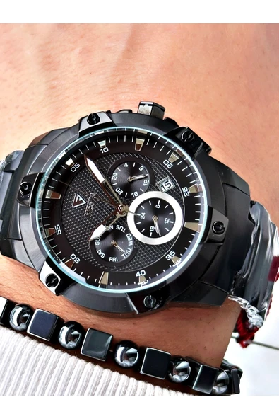 Fiesta Gümüş Renk Fonksiyonlu Çelik Makine Garantili Erkek Kol Saati + BİLEKLİK ürün görseli 1