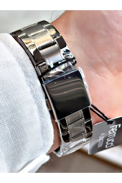 Ferrucci Füme Renk Spor Çelik Kordon Orijinal Erkek Kol Saati + BİLEKLİK HEDİYELİ - Resim 3