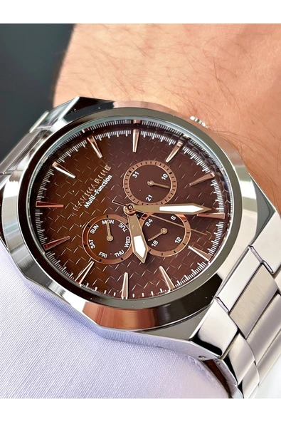 Navimarine Gümüş Renk Fonksiyonlu Çelik Kordon Erkek Kol Saati Bileklik Hediyeli ürün görseli 1