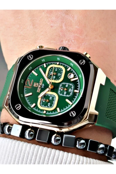 Reward Yeşil Renk Kare Model Fonksiyonlu Silikon Spor Erkek Kol Saati + BİLEKLİK - Resim 2