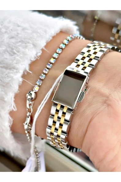 Ferrucci Gümüş Gold Sade Klasik Model Çelik Kordon  Kadın Kol Saati + BİLEKLİK HEDİYELİ - Resim 3