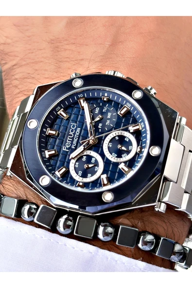 Ferrucci Gümüş Renk Çelik Kordon Spor Model  Erkek Kol Saati + BİLEKLİK ürün görseli 1