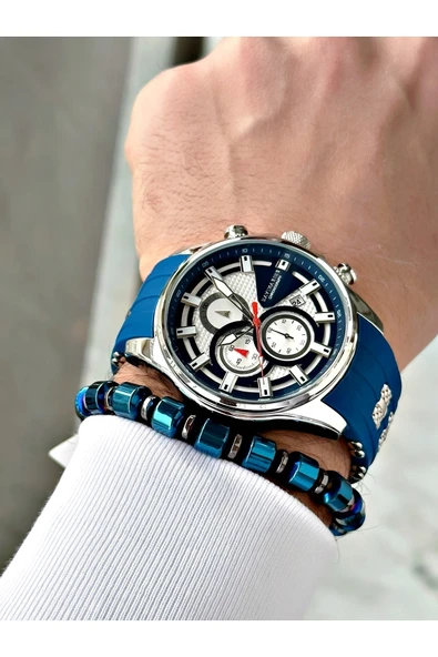 Navimarine Siyah Renk Tüm Fonksiyonlar Aktif Orijinal Garantili Silikon Kol Saati + Bileklik Hediyeli - Resim 3