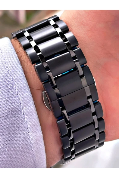 Navimarine Siyah Renk Çelik Kordon Erkek Kol Saati Bileklik Hediyeli - Resim 4