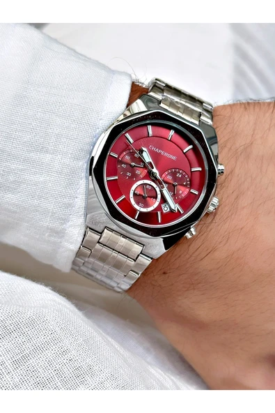 Chaperone Gümüş Renk Fonksiyonlar Aktif Çelik Kordon Erkek Kol Saati + BİLEKLİK By Reward - Resim 2