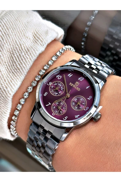 Reward Füme Renk Şık Dizayn Fonksiyonlu Çelik kordon Kadın Kol Saati + BİLEKLİK HEDİYELİ ürün görseli 1