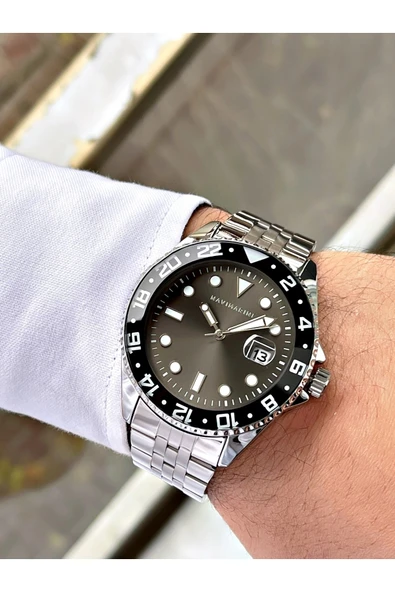 Navimarine Gümüş Renk Çelik Kordon Erkek Kol Saati Bileklik Hediyeli - Resim 2