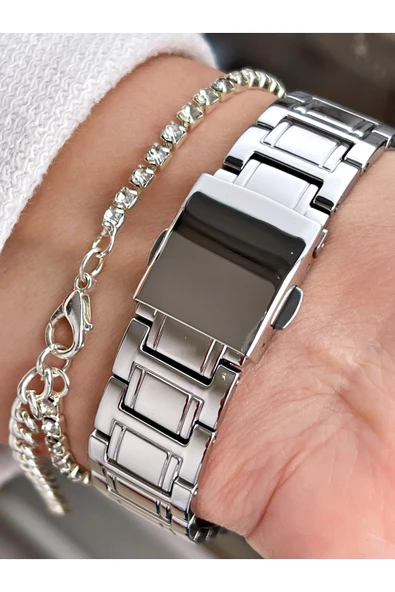 Ferrucci Gümüş Renk Çelik Kordon Kadın Kol Saati Bileklik Hediyeli - Resim 3