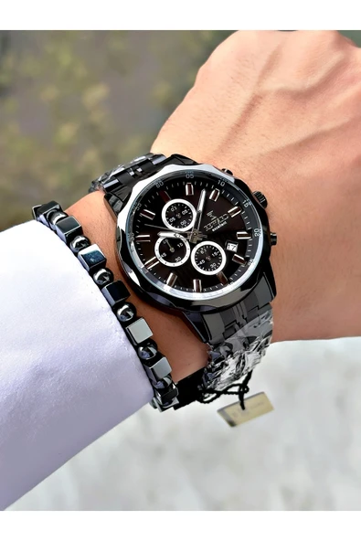 Reward Siyah Renk Fonksiyonlu Çelik Kordon Erkek Kol Saati + BİLEKLİK HEDİYELİ - Resim 2