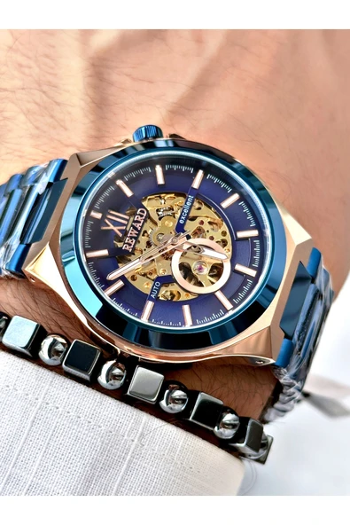 Reward Lacivert Renk Çelik Kasa kordon  Mekanizma Lüx Erkek Kol Saati + BİLEKLİK - Resim 2