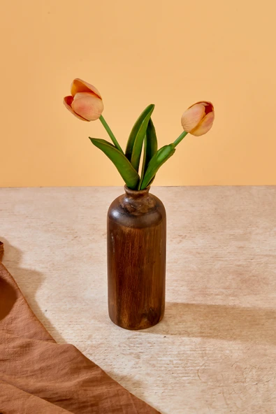 Akkoyunlu home Testi Model Dekoratif Pinterest Vazo Seramik Şık Dekorasyon Çiçeklik Vazo(Kahve-18cm) - Resim 7