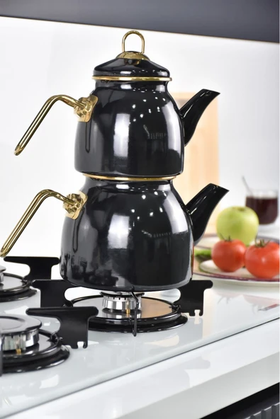 Sezka Life Siyah Emaye Çaydanlık Takımı ürün görseli