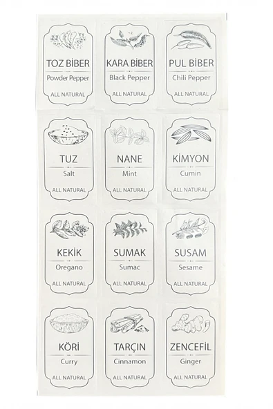Akkoyunlu home Ahşap Kapaklı Kare Cam Baharatlık Seti Kavanoz Takımı 12 li 140 cc 12 Adet Etiketli - Resim 2