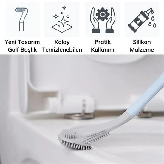 OLLEVRA Golf Tasarımlı Silikon WC Klozet Mutfak Temizlik Fırçası Kanca Hediyeli - Resim 3