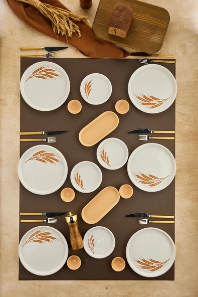 Akkoyunlu home Başak 18 Parça Seramik Kahvaltı Takımı 6 kişilik Kahvaltı Seti Lüx Seramik ürün görseli 1