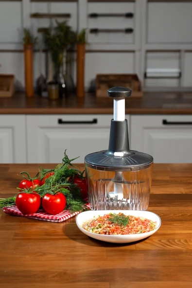 Sezka Life Solingen 5 Bıçaklı Manuel Doğrayıcı El Rondosu Siyah El Blenderi El Basmalı Rondo ürün görseli 1