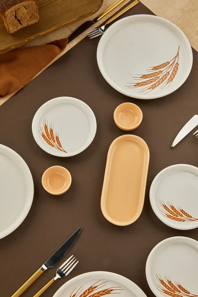 Sezka Life Başak 18 Parça Seramik Kahvaltı Takımı 6 kişilik Kahvaltı Seti Lüx Seramik - Resim 6