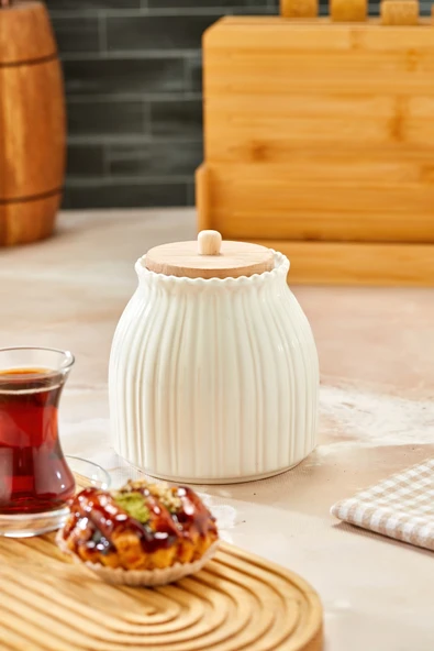 Sezka Life Papatya Vakumlu Ahşap Kapaklı Kavanoz Seti Baharatlık Kavanoz - Resim 6