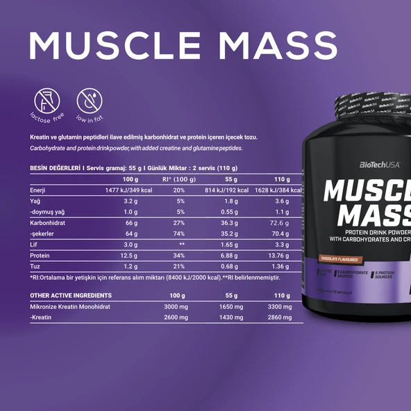BioTechUSA Muscle Mass 4000 gr - Resim 3