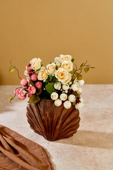 Akkoyunlu home İstiridye Modern Dekoratif Pinterest Vazo Seramik Şık Dekorasyon Çiçeklik Vazo(Kahve) ürün görseli 1