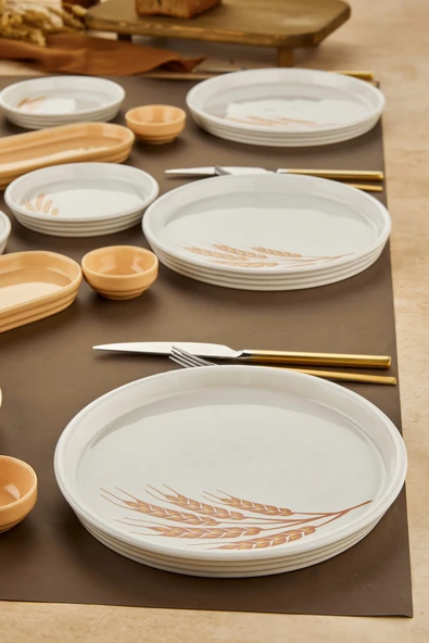 Sezka Life Başak 18 Parça Seramik Kahvaltı Takımı 6 kişilik Kahvaltı Seti Lüx Seramik - Resim 3