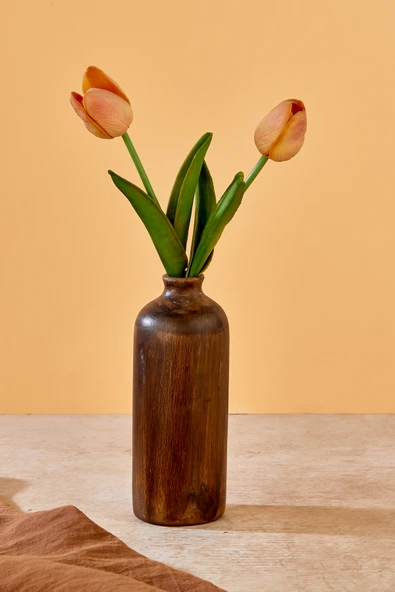 Akkoyunlu home Testi Model Dekoratif Pinterest Vazo Seramik Şık Dekorasyon Çiçeklik Vazo(Kahve-18cm) - Resim 5