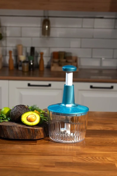 Akkoyunlu home 5 Bıçaklı Manuel Doğrayıcı El Rondosu Mavi El Blenderi El Basmalı Rondo ürün görseli 1