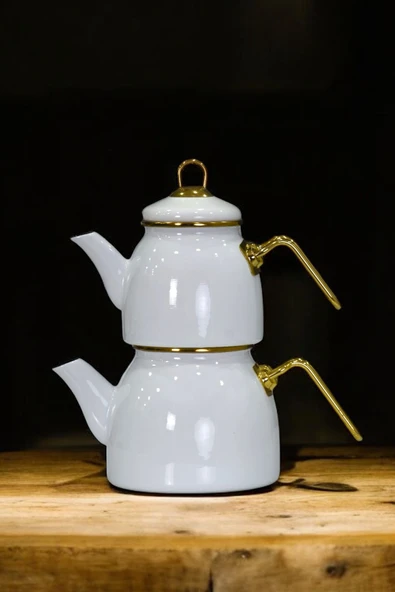 Sezka Life Beyaz Emaye Çaydanlık Takımı ürün görseli