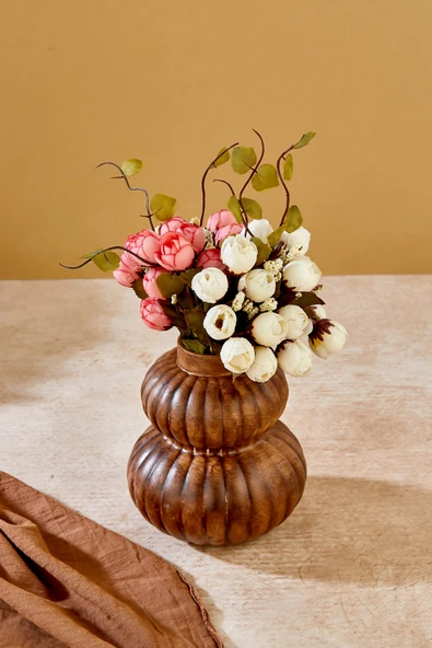 Akkoyunlu home Bal Kabağı Modern Dekoratif Pinterest Vazo Seramik Şık Dekorasyon Çiçeklik Vazo Kahve - Resim 2