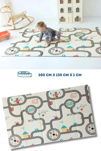 Coolmats Katlanabilir Oyun Matı, Tek Taraflı Çocuk Oyun Halısı Aktivite Oyun Alanı - Araba Yarışı ürün görseli 1
