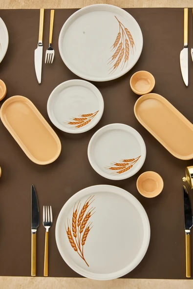 Akkoyunlu home Başak 18 Parça Seramik Kahvaltı Takımı 6 kişilik Kahvaltı Seti Lüx Seramik - Resim 3