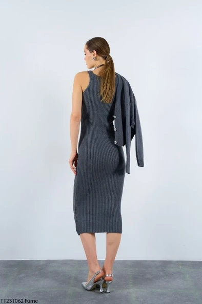 İnce Askılı Midi Boy ve Hırkalı Triko Takım - Resim 11