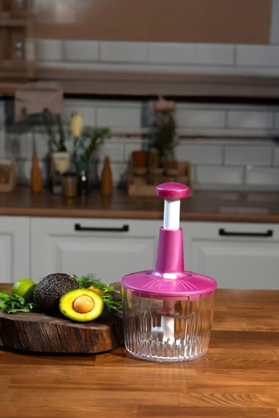 Akkoyunlu home 5 Bıçaklı Manuel Doğrayıcı El Rondosu Pembe El Blenderi El Basmalı Rondo - Resim 2