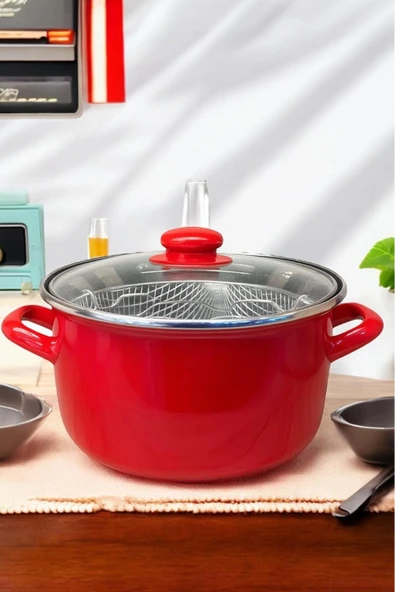 Sezka Life Çıtır Kızartma Tenceresi Fritöz'lü 22 Cm 3 Parça Kırmızı ürün görseli 1