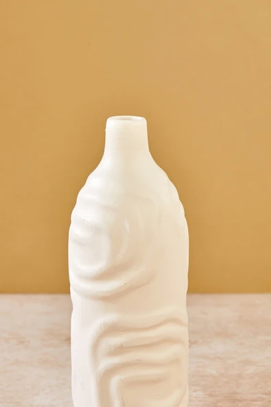 Akkoyunlu home Dalgalı Dekoratif Pinterest Vazo Seramik Şık Dekorasyon Vazo Seti (Beyaz) 24 cm - Resim 6