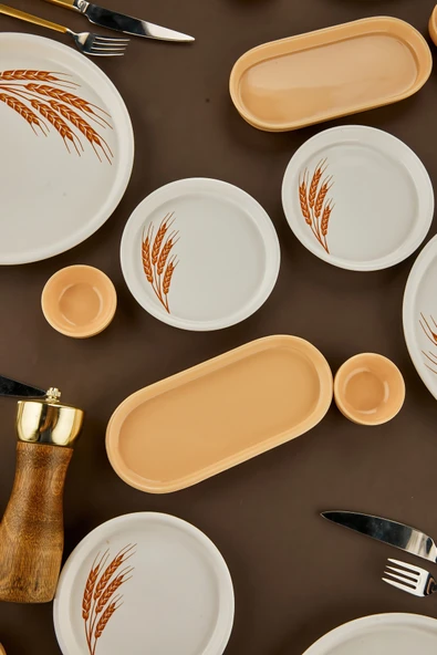 Akkoyunlu home Başak 18 Parça Seramik Kahvaltı Takımı 6 kişilik Kahvaltı Seti Lüx Seramik - Resim 6