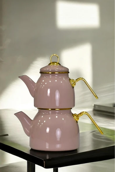 Sezka Life Pudra Emaye Çaydanlık Takımı - Resim 3