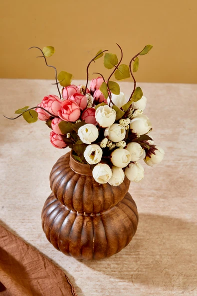 Akkoyunlu home Bal Kabağı Modern Dekoratif Pinterest Vazo Seramik Şık Dekorasyon Çiçeklik Vazo Kahve - Resim 3