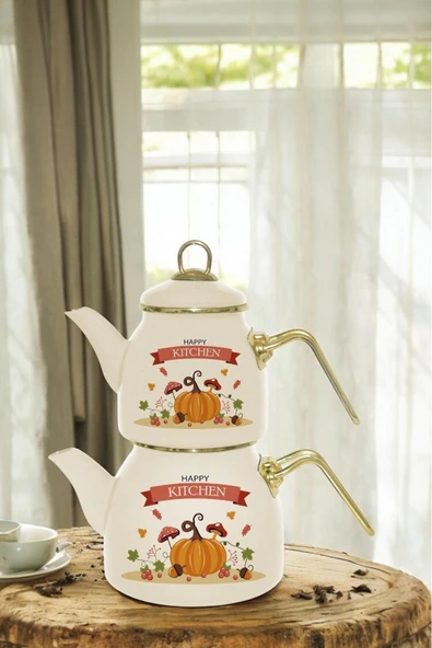 Sezka Life Meyve Desenli Emaye Çaydanlık Takımı ürün görseli