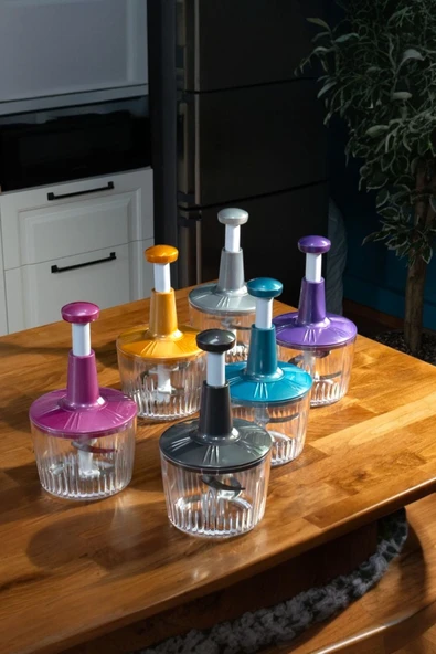 Sezka Life Solingen 5 Bıçaklı Manuel Doğrayıcı El Rondosu Gri El Blenderi El Basmalı Rondo - Resim 5