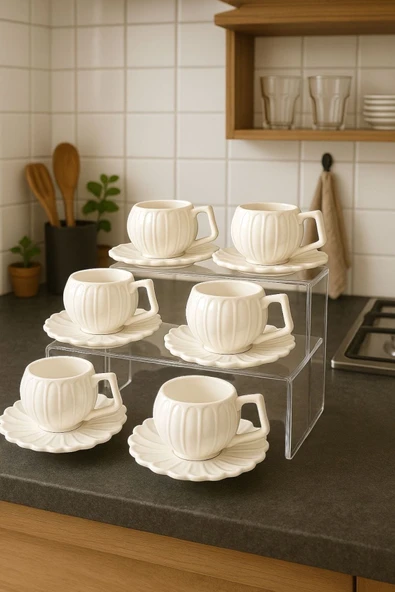 Akkoyunlu home Papatya Çiçeği Kahve Fincanı Takımı 6 Kişilik Türk Kahvesi Fİncan Seti 12 Parça ürün görseli 1