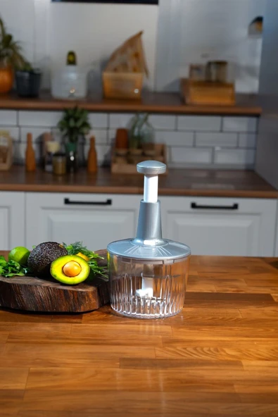 Akkoyunlu home Solingen 5 Bıçaklı Manuel Doğrayıcı El Rondosu Gri El Blenderi El Basmalı Rondo ürün görseli